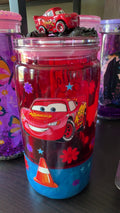 Red Race Car 16oz Acrylic Tumbler with Custom Decorative Lid