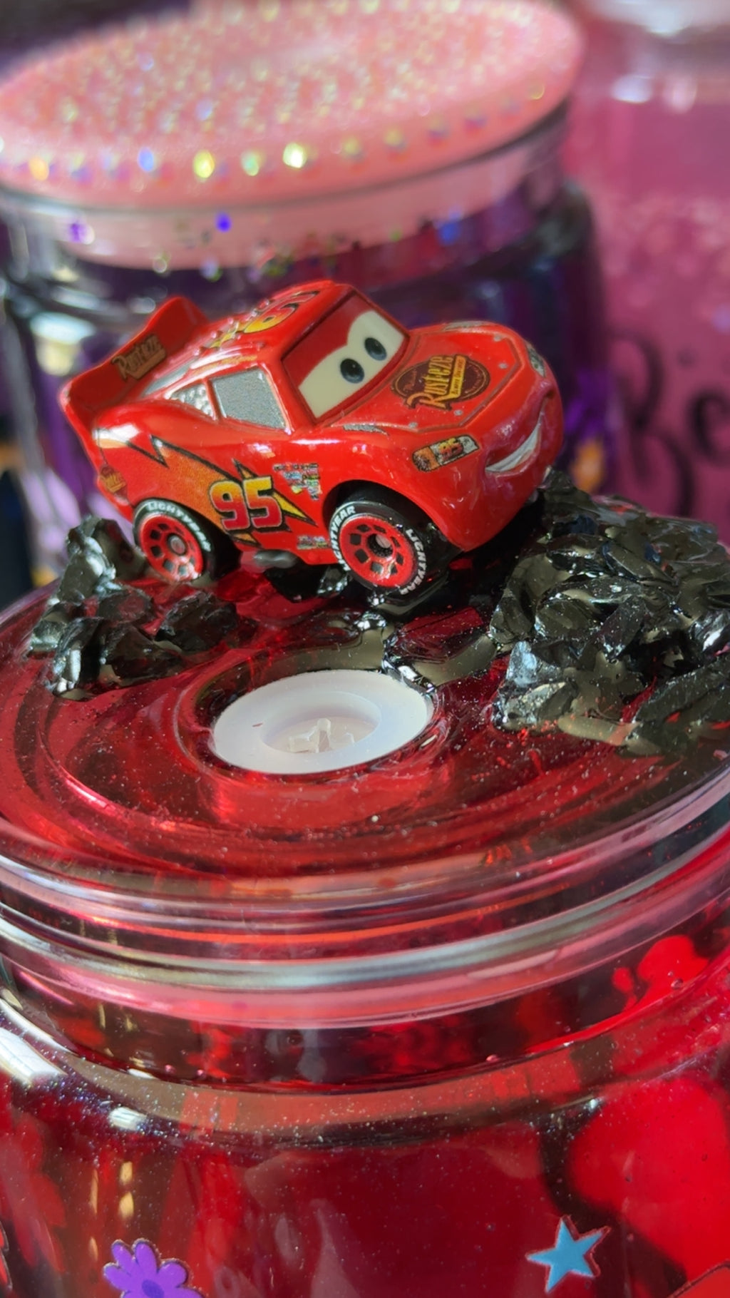 Red Race Car 16oz Acrylic Tumbler with Custom Decorative Lid