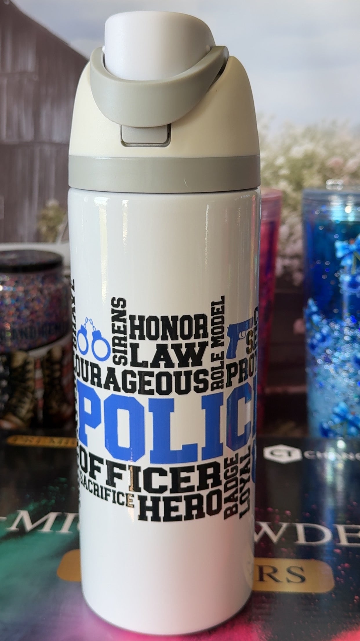 Back the Blue Police Officer 24oz Sport Tumbler
