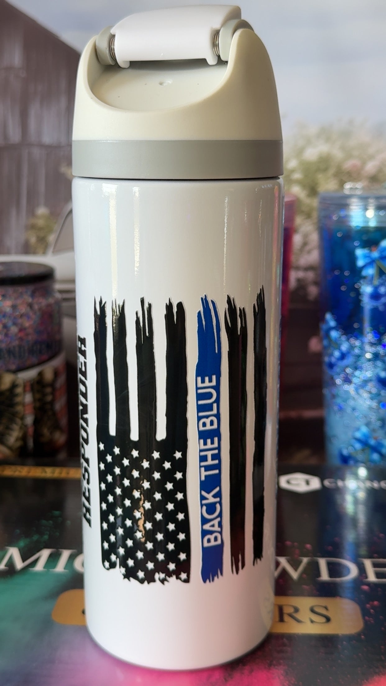 Back the Blue Police Officer 24oz Sport Tumbler