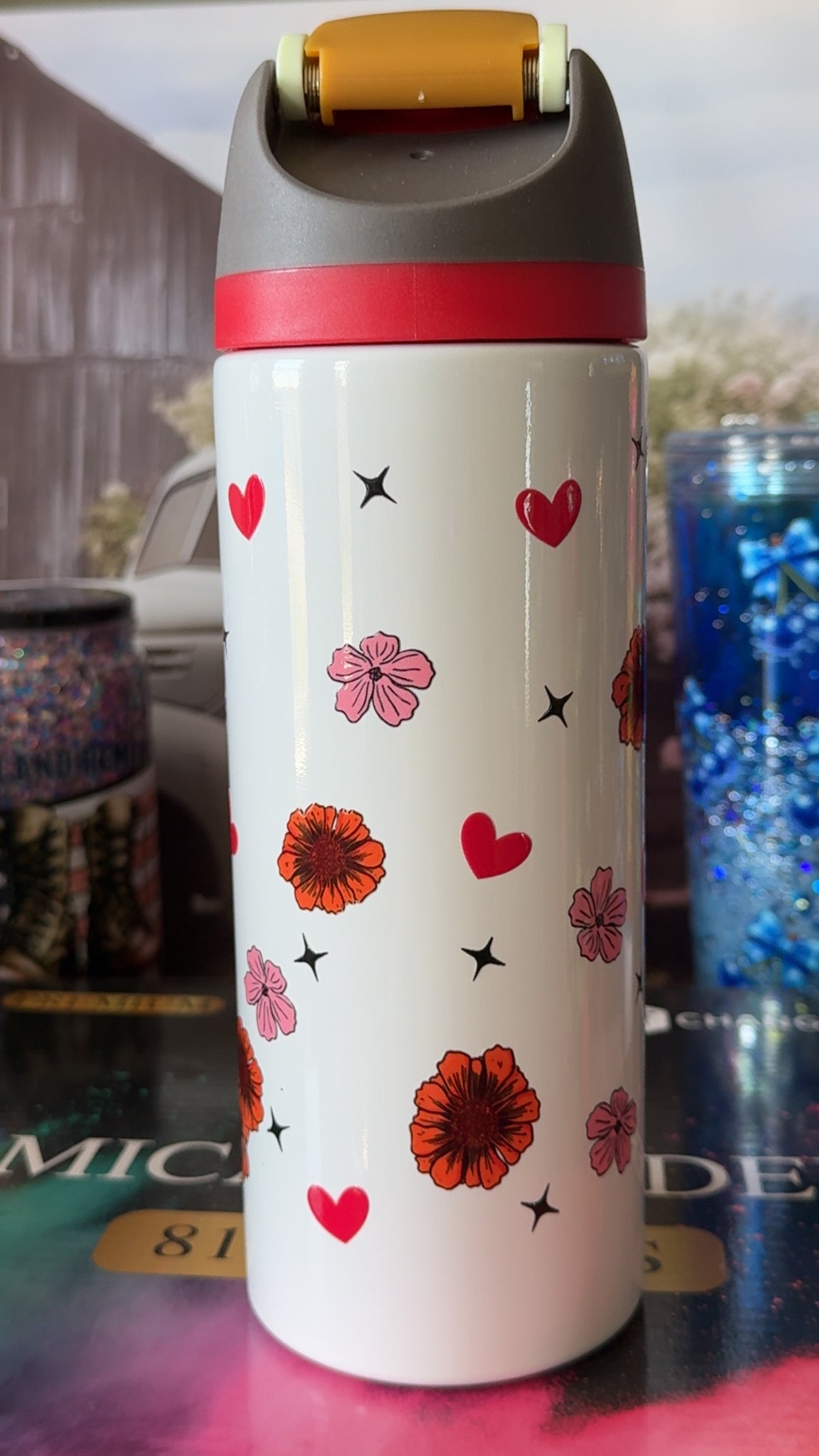 Highland Cow Floral 24oz Sport Tumbler