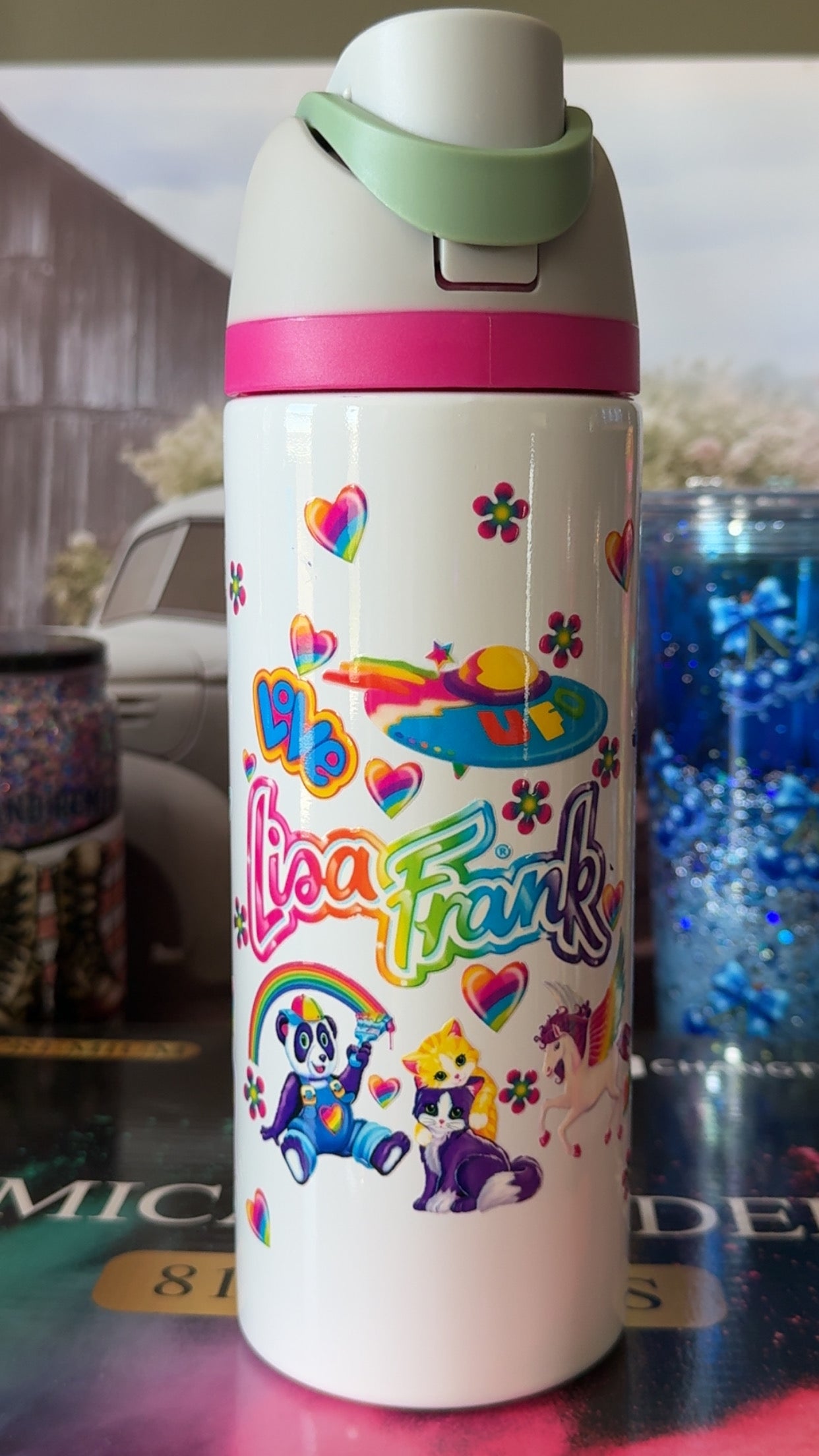 Rainbow Retro 90s Collage 24oz Sport Tumbler