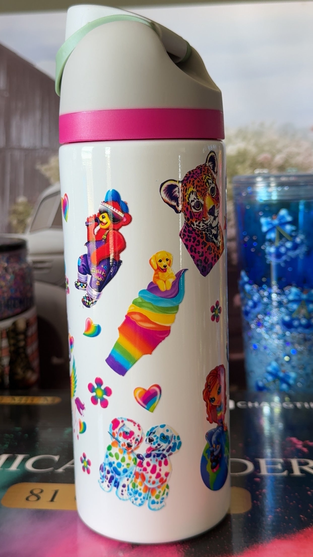 Rainbow Retro 90s Collage 24oz Sport Tumbler