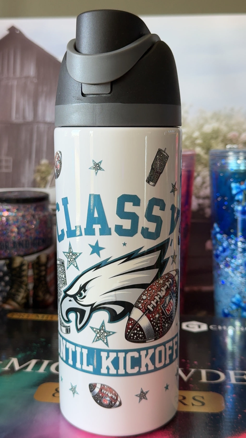 Classy Until Kickoff Football Fan 24oz Sport Tumbler