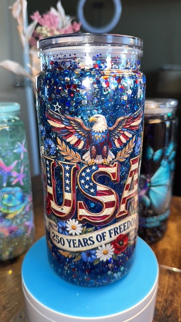 USA 250 Years of Freedom 20oz Acrylic Snow Globe Tumbler
