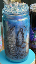 16oz Color Shifting Acrylic Snow Globe Cup with Custom Butterfly Lid
