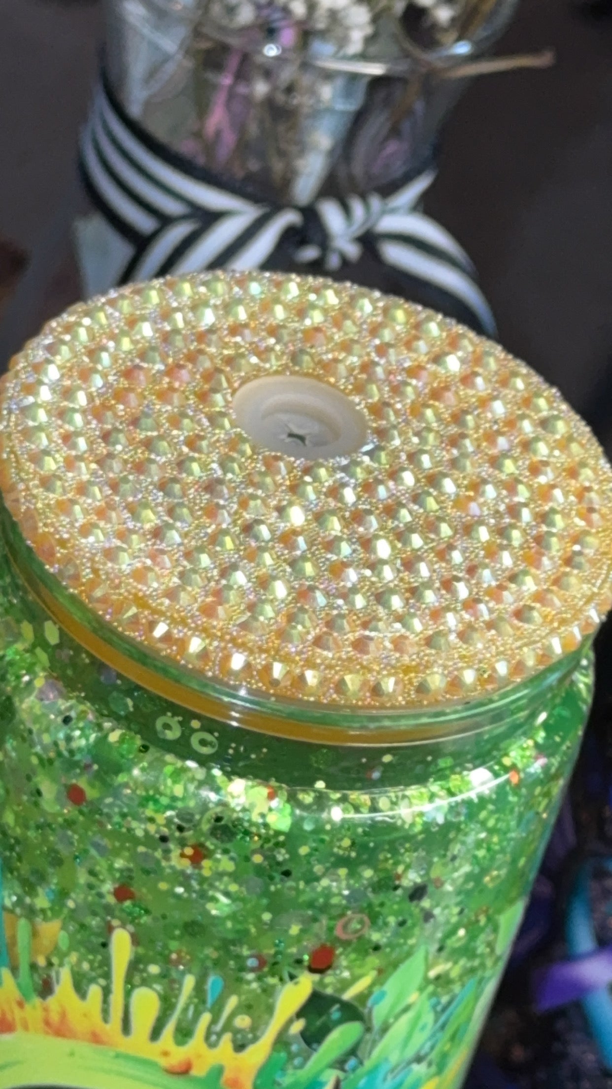 Monsters Inc Mike Wazowski Glitter Tumbler – 20oz Bling Lid