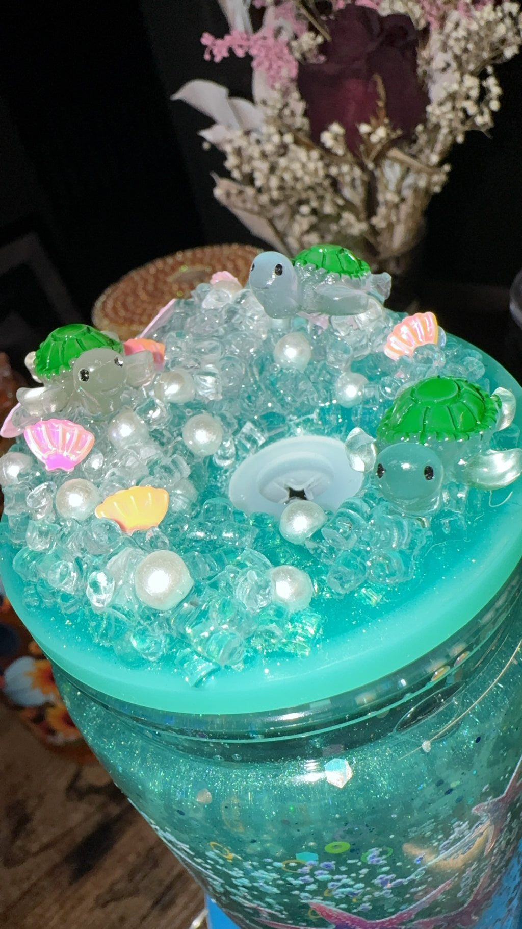 Ocean Sea Turtle Glitter Tumbler – 20oz Custom Lid