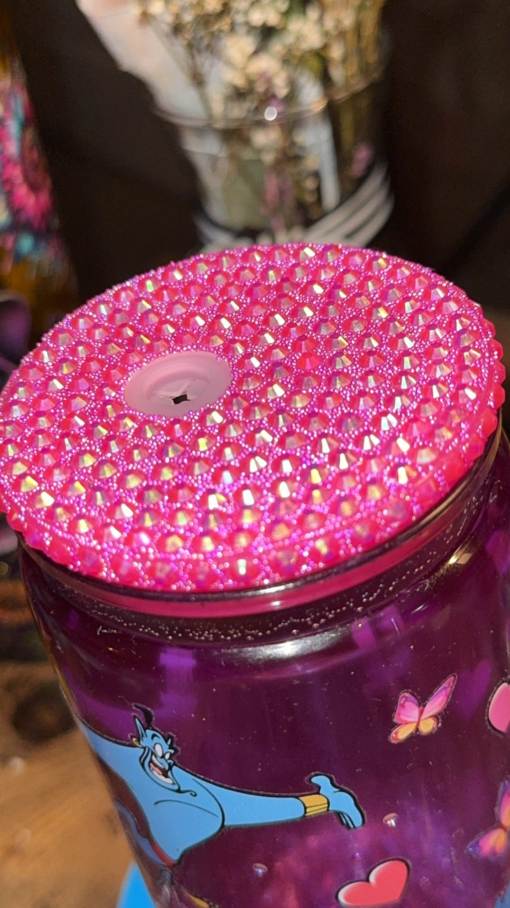 Magic Lamp 16 oz Snow Globe Tumbler – Pink Lava Bubble Drip & Sparkle Lid