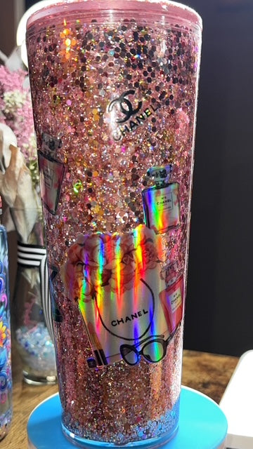 Sparkle & Sip – 24oz Custom Glitter Tumbler with Glitter Lid