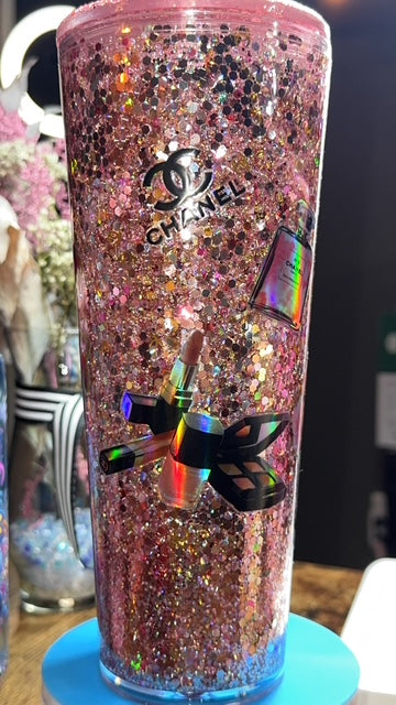 Sparkle & Sip – 24oz Custom Glitter Tumbler with Glitter Lid