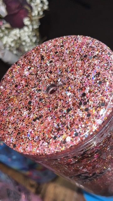 Sparkle & Sip – 24oz Custom Glitter Tumbler with Glitter Lid