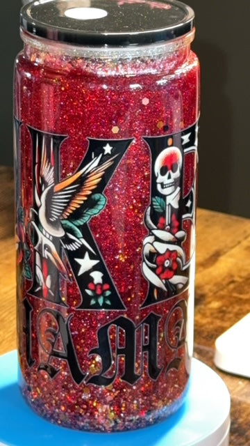 Inked Mama 20oz Red Glitter Acrylic Tumbler
