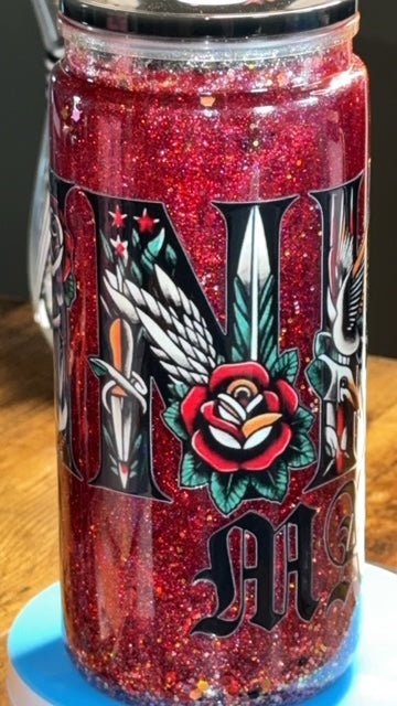 Inked Mama 20oz Red Glitter Acrylic Tumbler