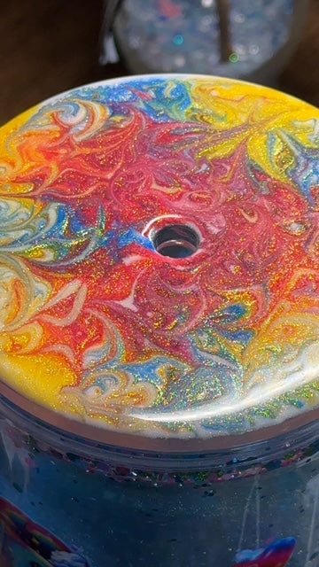 Lisa Frank Fishbowl 24oz Waterfall Glitter Acrylic Tumbler