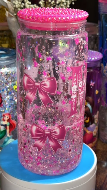 Mama Cup - Pink Bows Clear Lava Drip
