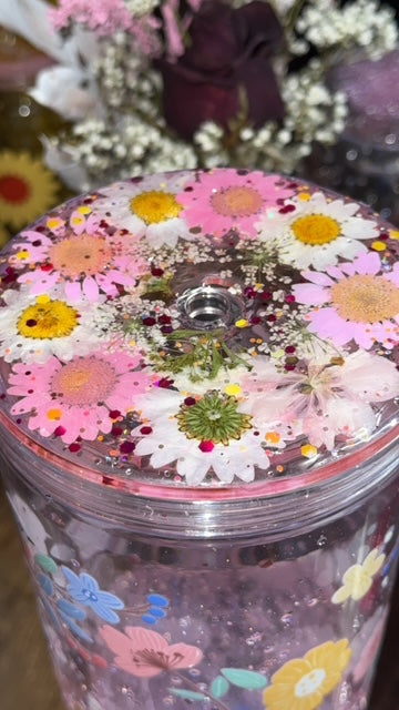 Spring Floral Lava Glitter Drip Tumbler