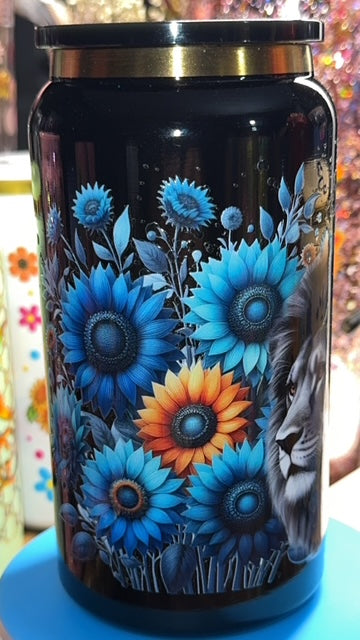 Tattoo Girl & Lion 16oz Stainless Steel Cup