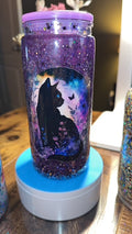Midnight Black Cat 20oz Purple Glitter Acrylic Tumbler