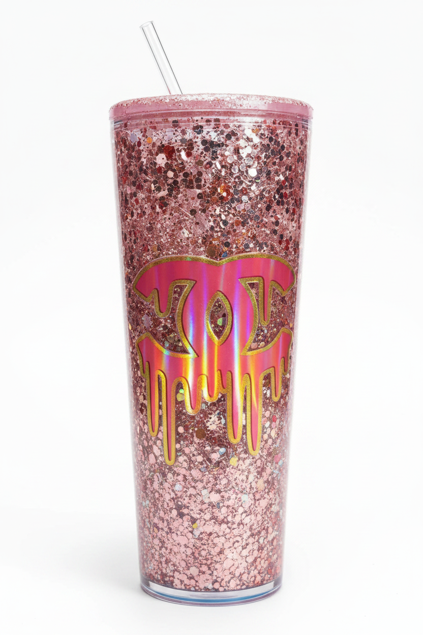 Custom Glitter Tumbler – White Background