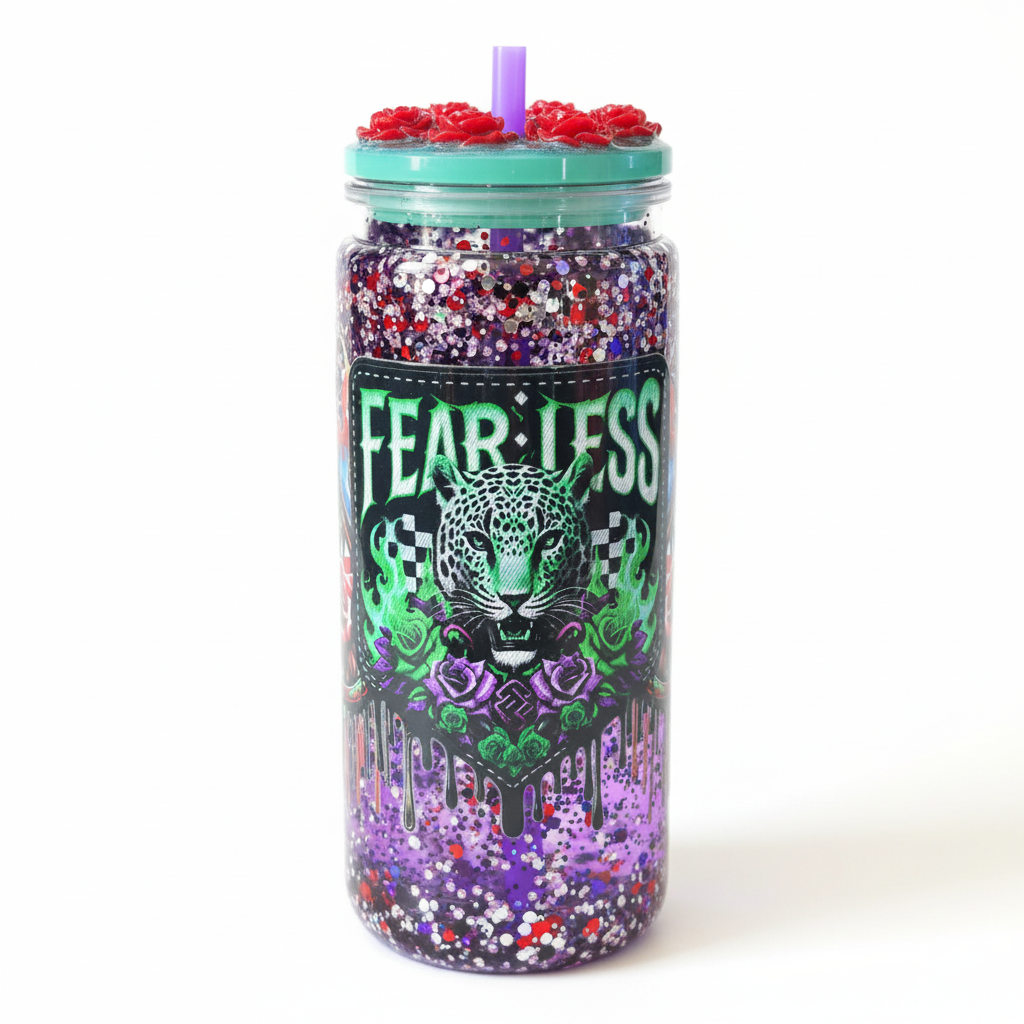 Fear Less Tumbler White Background