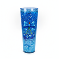 Blue Bow & Cherry Coquette 24oz Glitter Acrylic Tumbler front