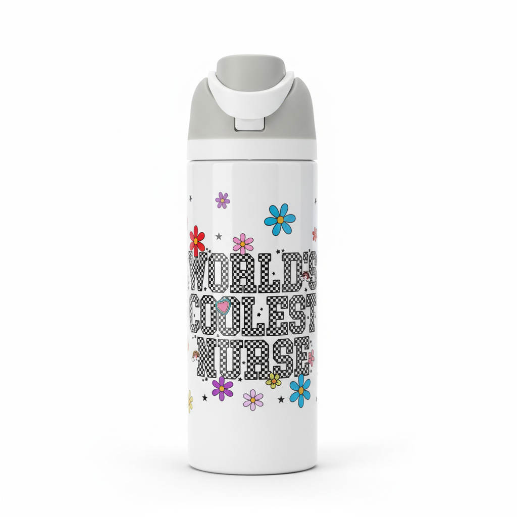 World's Coolest Nurse Daisy Floral 24oz Sport Tumbler front