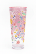 24oz Spring Floral Lava Glitter Tumbler - White Background