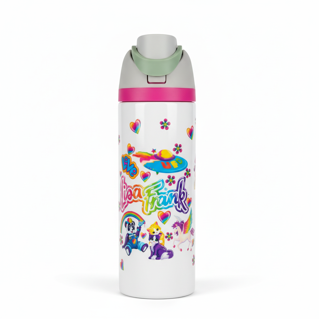 Rainbow Retro 90s Collage 24oz Sport Tumbler front