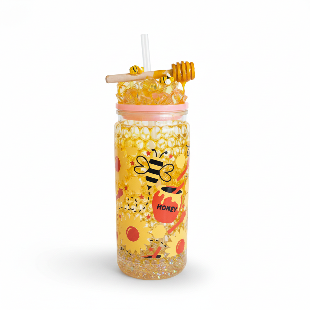 Honeycomb Bee 20oz Acrylic Tumbler with Custom Decorative Lid