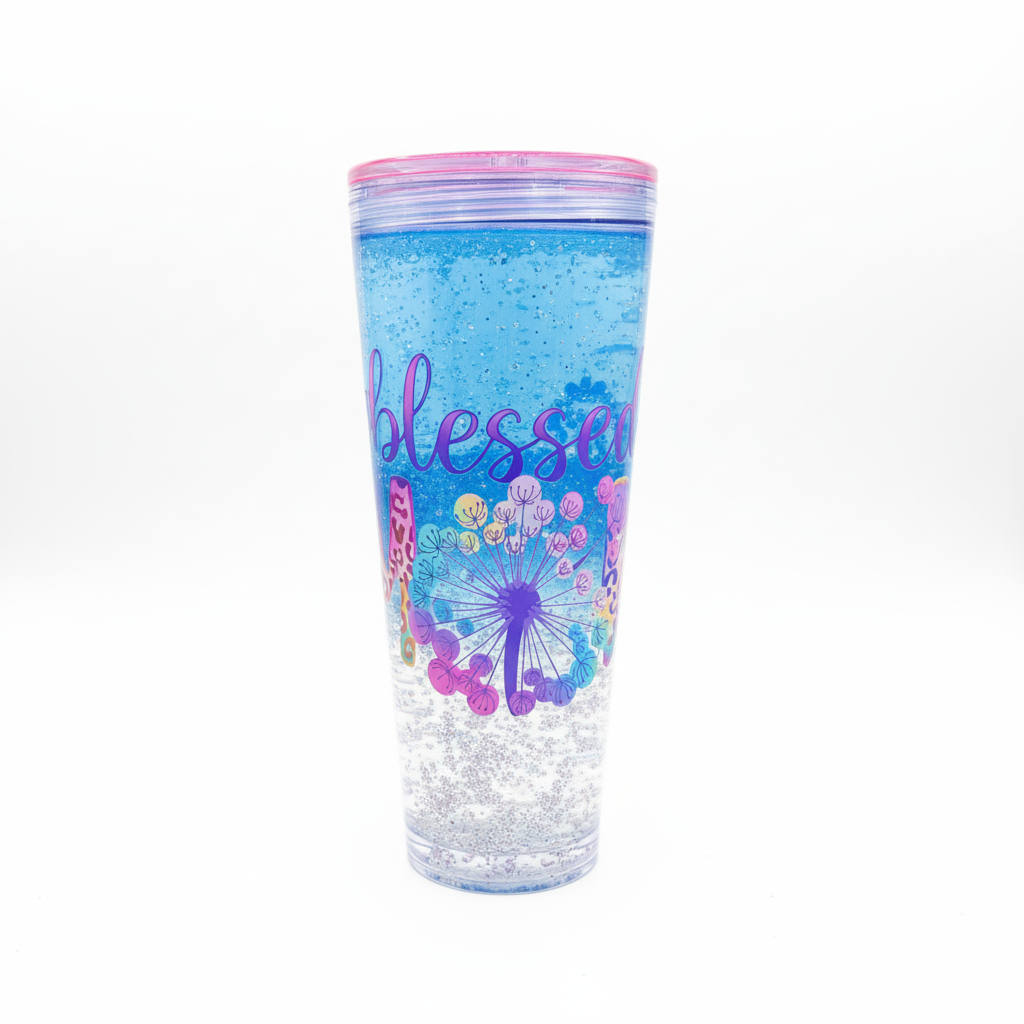 Blessed Mom Dandelion 24oz Acrylic Lava Drip Cup front